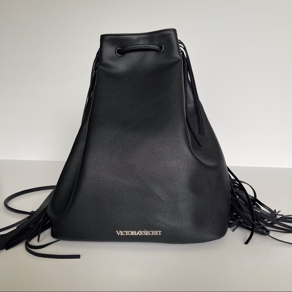 Victorias Secret backpack fringe purse black boho bohemian EUC